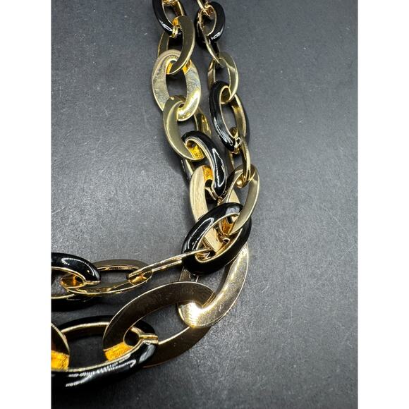 Anne Klein | Jewelry | Anne Klein Vtg Retro Black Enamel  Vintage Anne Klein Double Strand Gold & Black Link Chunky Statement Necklace
